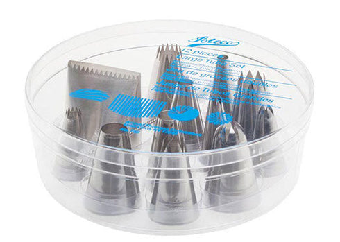 Ateco | Ensemble de douilles/décoration pour grands tubes, 12 pièces, avec boîte de rangement