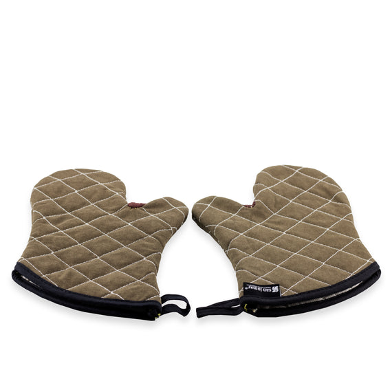 San Jamar BestGuard Oven Mitts with Kevlar WebGuard, Tan (1 Pair)