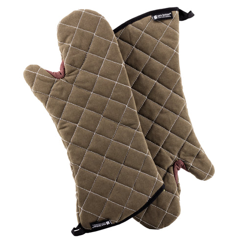 San Jamar BestGuard Oven Mitts with Kevlar WebGuard, Tan (1 Pair)