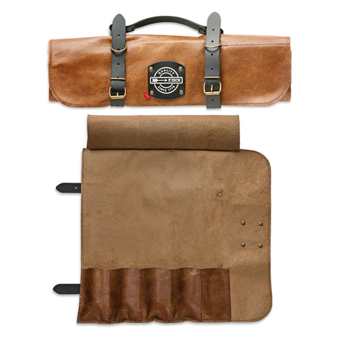 F. Dick Leather Knife Roll with 5 Pockets, Brown