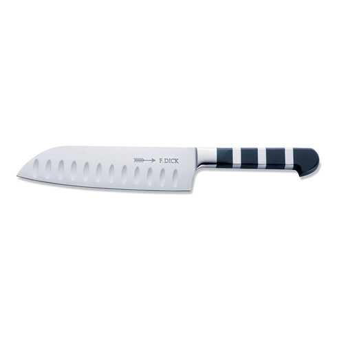 F. Dick 1905 Santoku Knife, Kullenschliff Edge, 7", Black
