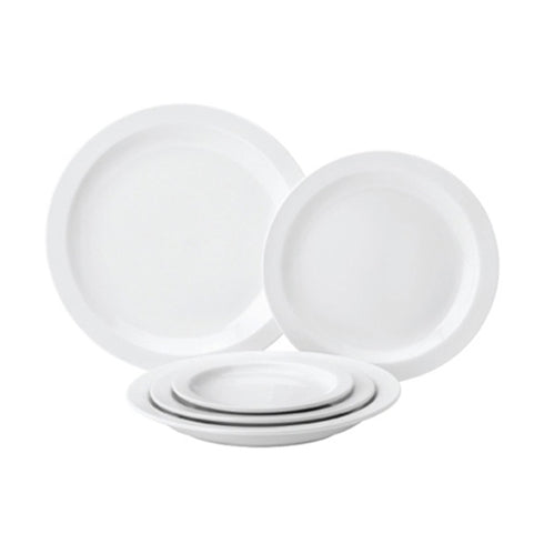 Solutions Vaisselle | Assiette à bord étroit blanc pur, 9 po (paquet de 24)