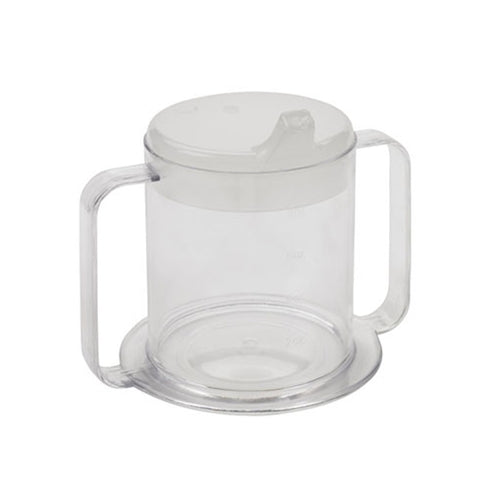 Drive Medical Two-Handled Mug with Spout Lid, 10 oz, Clear