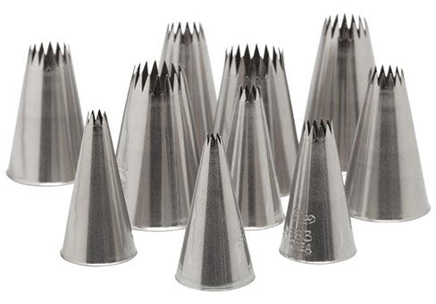 Ateco 10 Piece Open Star Piping Tip/Decoraing Tube Set