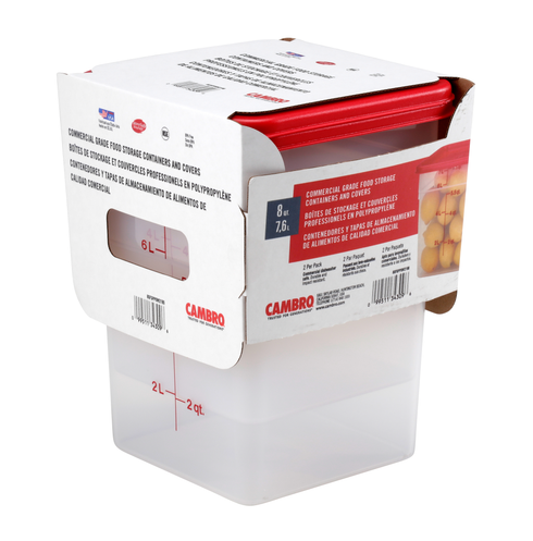 Cambro | Ensemble de récipients CamSquare et couvercle pour aliments, translucide