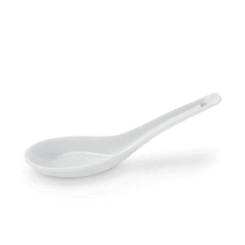 BIA Asian Collection Lotus Soup Spoon, 5.4", White Porcelain