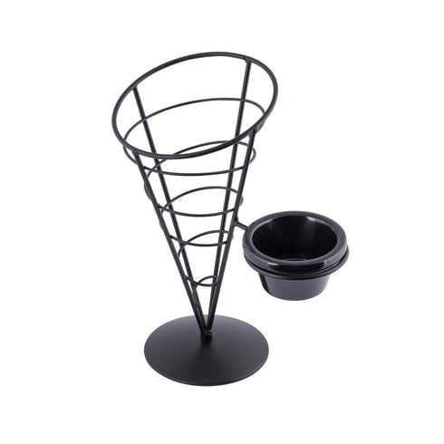 Artisanat de table | Vertigo Collection Panier en forme de cône avec ramequin, noir