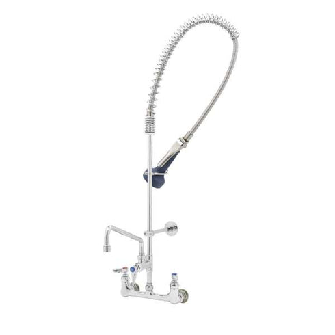 T&S B-0133-A12-B08 EasyInstall 8" Wall Mount Pre-Rinse Faucet, 12" Swing Nozzle, 44" Hose, Lever Handles w Bracket