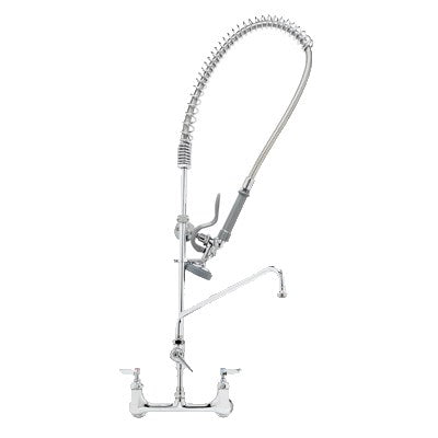 T&S B-0133-ADF12-B EasyInstall 8" Wall Mount Pre-Rinse Faucet, 12" Swing Nozzle, 44" Flexible Hose