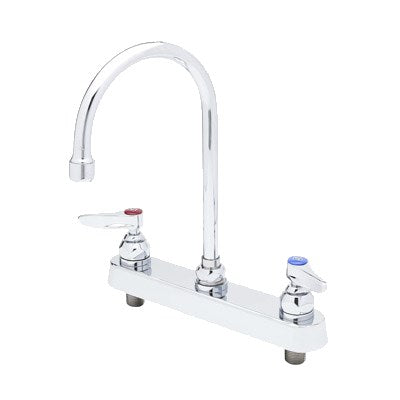 T&S B-1142 8" Deck Mount Workboard Faucet, 5.75" Gooseneck Nozzle, Lever Handles