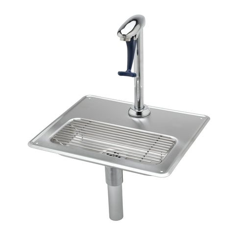 T&S B-1230 Glass Filler Water Station, Deck Mount Pedestal w Drip Pan, Push Back Actuation