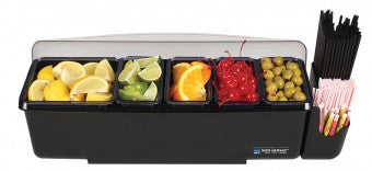 San Jamar | Centre de garniture en dôme, plateau 1 x 2 pintes, plateau 4 x 1 pt, 2 caddies à clipser