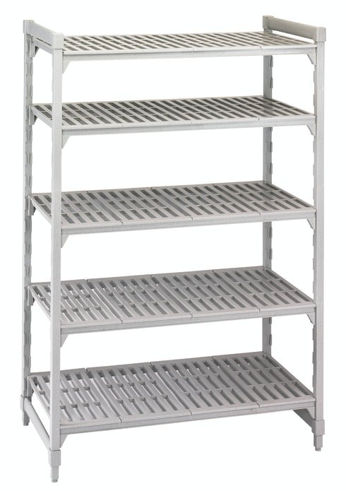 Cambro | Unités d'étagères Camshelving série Premium, 5 tablettes ventilées, 72" de hauteur, Plastique couleur gris moucheté