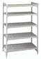 Cambro | Unités d'étagères Camshelving série Premium, 5 tablettes ventilées, 72" de hauteur, Plastique couleur gris moucheté