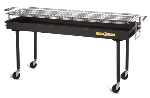 Couronne Vérité | BBQ au charbon de bois 60", pattes amovibles avec roulettes, acier avec finition émaillée