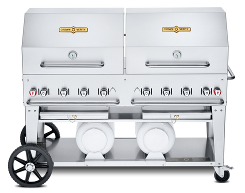 Couronne Vérité | Grill 60" série Club, Réservoirs horizontaux, Dômes en rouleau et supports à petits pains 2 x 30", Propane