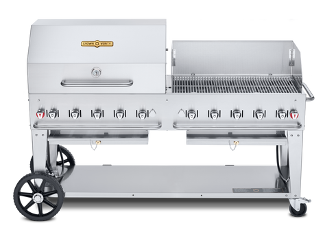 Couronne Vérité | Gril à gaz mobile de 72 po avec dôme en rouleau de 36 po, support à petits pains et pare-vent de 36 po