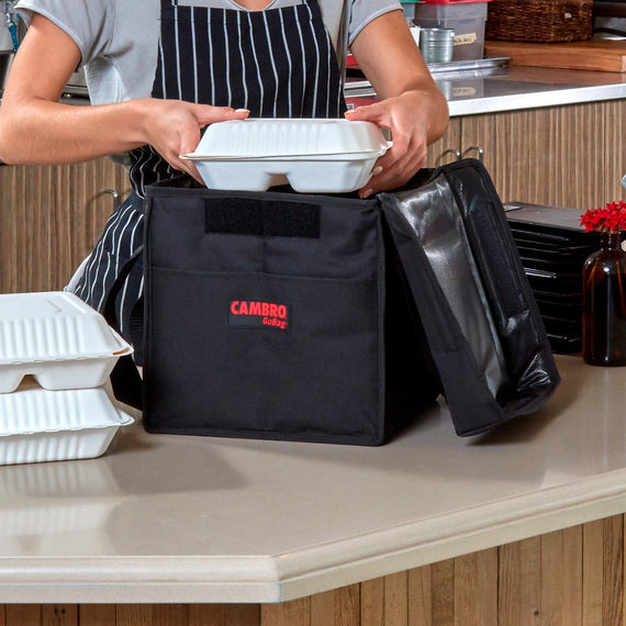 Cambro GoBag Folding Delivery Bag, 12" x 15" x 15", Black