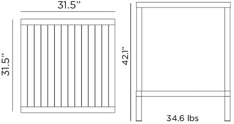NARDI | Table à hauteur de bar Cube 80, 32" x 32", Anthracite