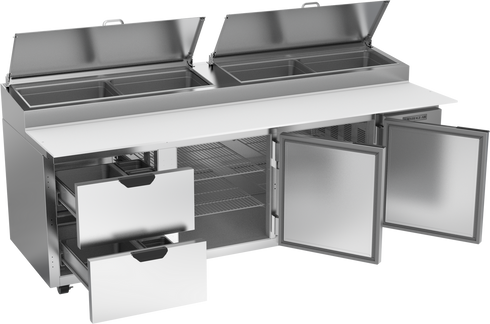 Boissons-Air | DPD93HC-2 Table de préparation de pizza à deux tiroirs et deux portes, 93"