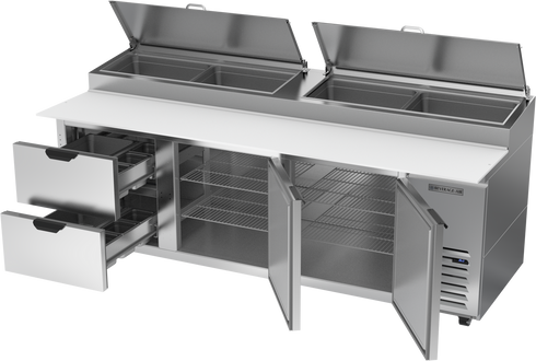 Boissons-Air | DPD93HC-2 Table de préparation de pizza à deux tiroirs et deux portes, 93"