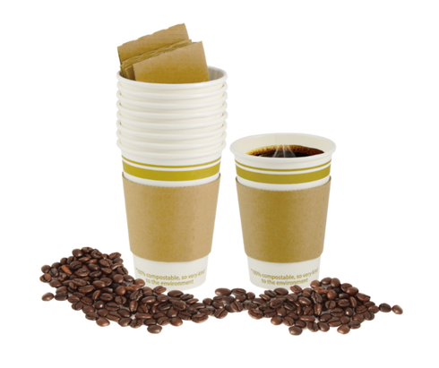 Eco Gardien | Gobelet en papier compostable avec manchon recyclable, 12 oz (paquet de 64)