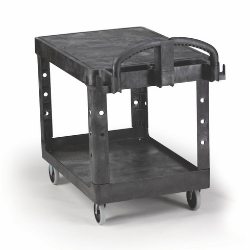 Caoutchouc | Chariot utilitaire robuste à tablette plate, poignée ergonomique, capacité de charge de 500 lb, noir