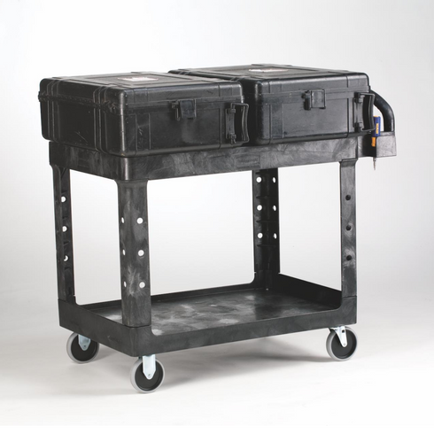 Caoutchouc | Chariot utilitaire robuste à tablette plate, poignée ergonomique, capacité de charge de 500 lb, noir