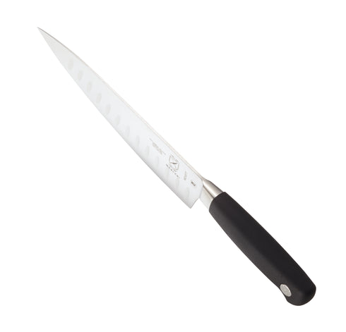 Mercer Genesis Chef Knife, Short Bolster Granton Edge, 8", Black