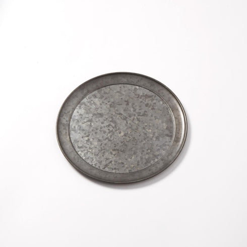 Artisanat métallique américain | Plat à pizza à bord large, galvanisé onyx