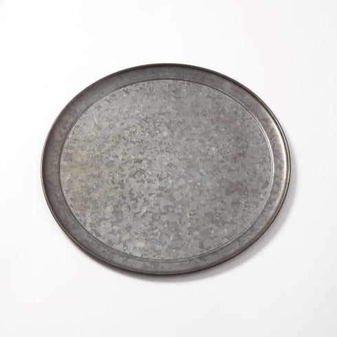 Artisanat métallique américain | Plat à pizza à bord large, galvanisé onyx
