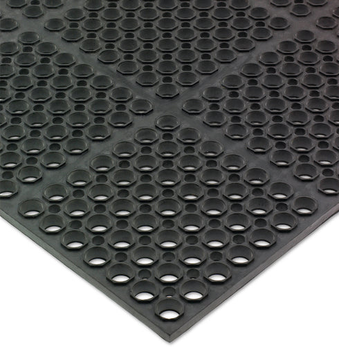 San Jamar Tuf-Mats Medium Duty Floor Mats, 36" x 60" x 0.75", Black