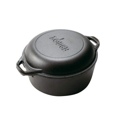 Lodge Cast Iron Double Dutch Oven, 5 Qt
