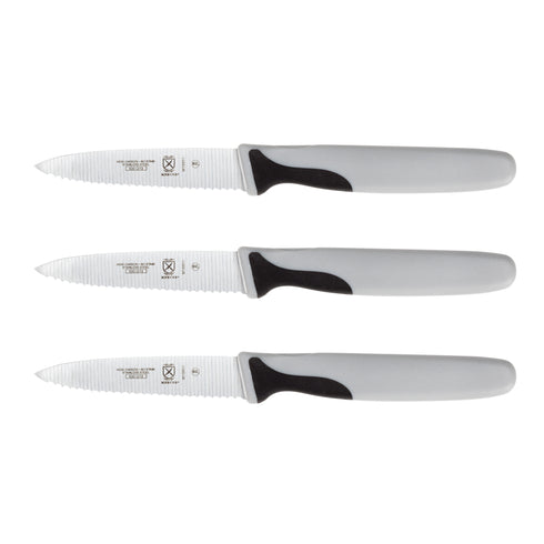 Mercer Millennia 3 Piece Slim Paring Knife Set, Serrated, 3", Grey