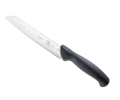 Mercer Millennia Santoku Knife, Granton Edge, 7", Black