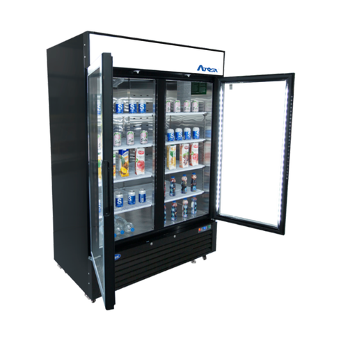 Atosa | MCF8721ES Présentoir congélateur à double porte vitrée, 55 po, 115/60/1, noir