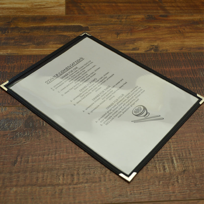 Universal Bindery Economy Menu Cover, 1 Panel, 2 Viewing Sides, Clea