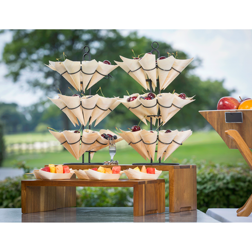 TableCraft Cascade Risers 3 Piece Nesting Display Risers, Acacia