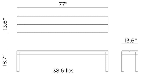 NARDI | Banc Rio, 77", aluminium
