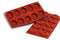 Silikomart | Moule à savarin ovale, 10 puits, 2 oz, silicone rouge