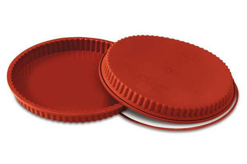 Silikomart Flan Mold, 9.5" x 1.2", Red Silicone
