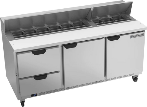 Boissons-Air | SPED72HC-18-2 Table de préparation de sandwichs à deux tiroirs et deux portes, 72"