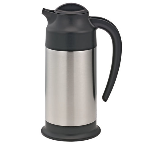 Service Ideas SteelVac Vacuum Insulated Creamer Carafe with Footed Base, Stainless Steel/Black