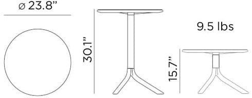 NARDI Spritz Adjustable Height Table, 24" Round