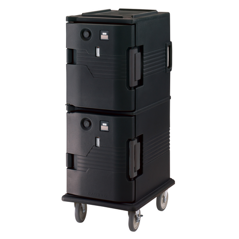 Cambro | Chariot chauffant Camcart H-Series pour bac gastronome à 2 compartiments, Noir, 110 V