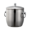Service Ideas Round Double Wall Ice Bucket with Lid & Tongs, 1.3 L, Stainess Steel