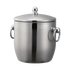 Service Ideas Round Double Wall Ice Bucket with Lid & Tongs, 1.3 L, Stainess Steel
