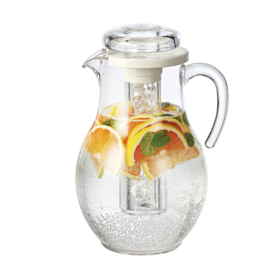Service Ideas Pitcher with Ice Tube, 3.3 L, Clean SAN Plastic