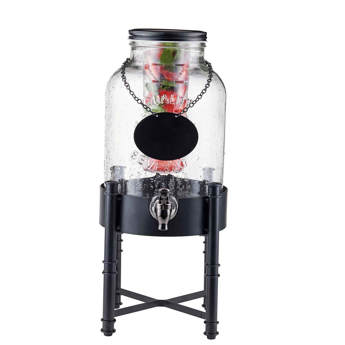 TableCraft Industrial Collection Beverage Dispenser Stand/Rack, Black ...