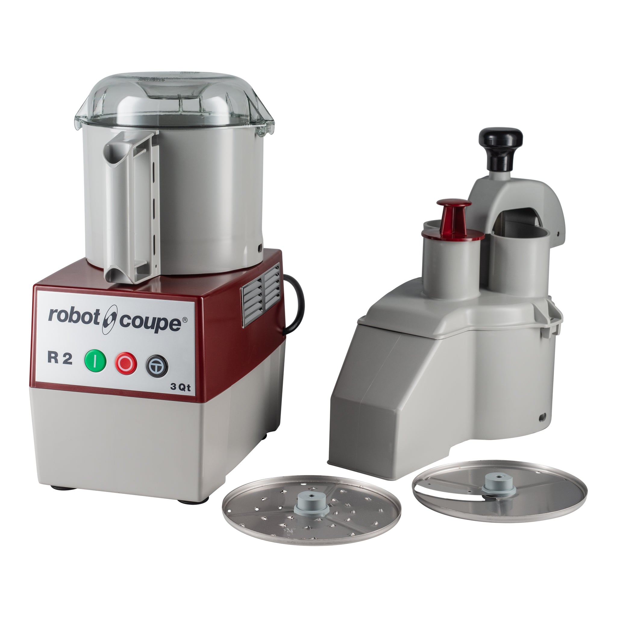 Robot Coupe R2N Combination Food Processor with 3 Qt. / 3 Liter Gray Bowl,  Continuous Feed & 2 Discs - 1 hp